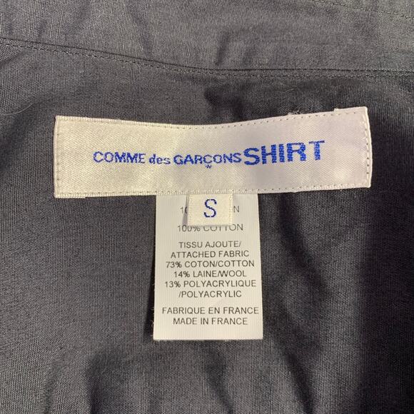 COMME des GARCONS SHIRT Size S Grey Red Plaid Cotton Wool Long Sleeve Shirt - Picture 4 of 5